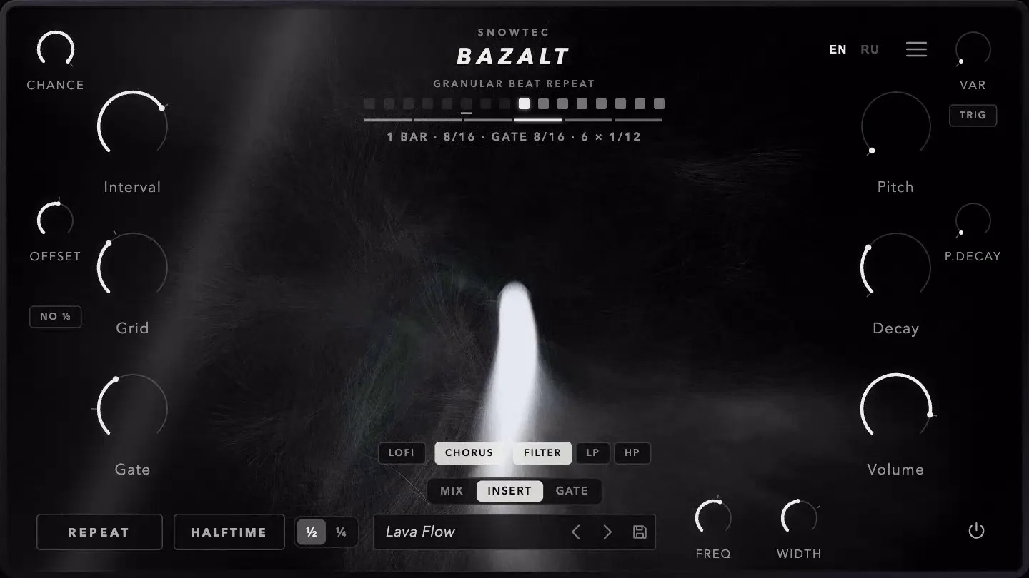 SnowTec BAZALT — гранулярный beat-repeat с интерфейсом из живого дыма